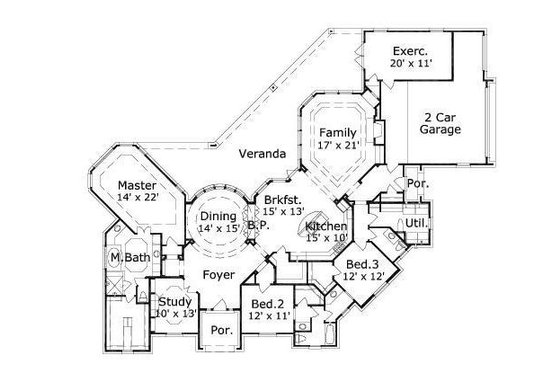 Floor Plan - Main Floor for European House Plan #411-540 - 3 bed, 2.5 bath