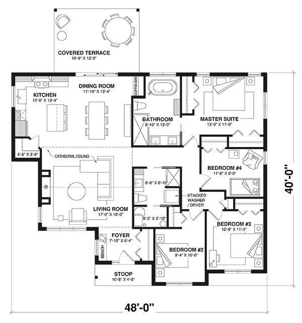 Architectural House Design - Craftsman Floor Plan - Main Floor Plan #23-2847