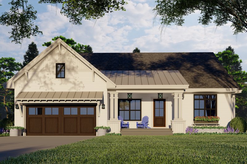 House Blueprint - Farmhouse Exterior - Front Elevation Plan #51-1176