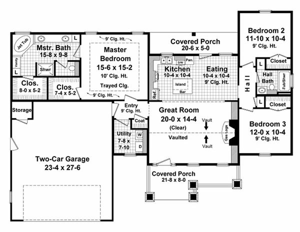 Architectural House Design - Craftsman Floor Plan - Main Floor Plan #21-344