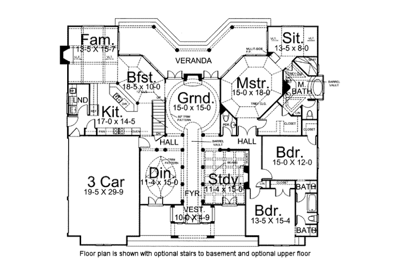 House Design - Floor Plan - Main Floor for Classical House Plan #119-158 - 3 bed, 2.5 bath