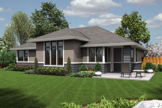 Exterior - Rear Elevation for Ranch House Plan #48-599 - 3 bed, 2 bath