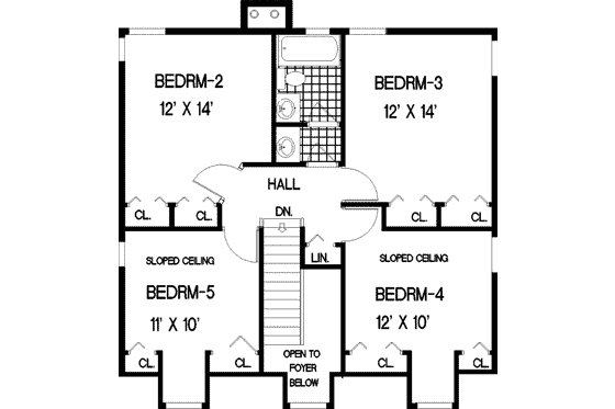Floor Plan - Upper Floor for Farmhouse House Plan #3-190 - 5 bed, 2.5 bath