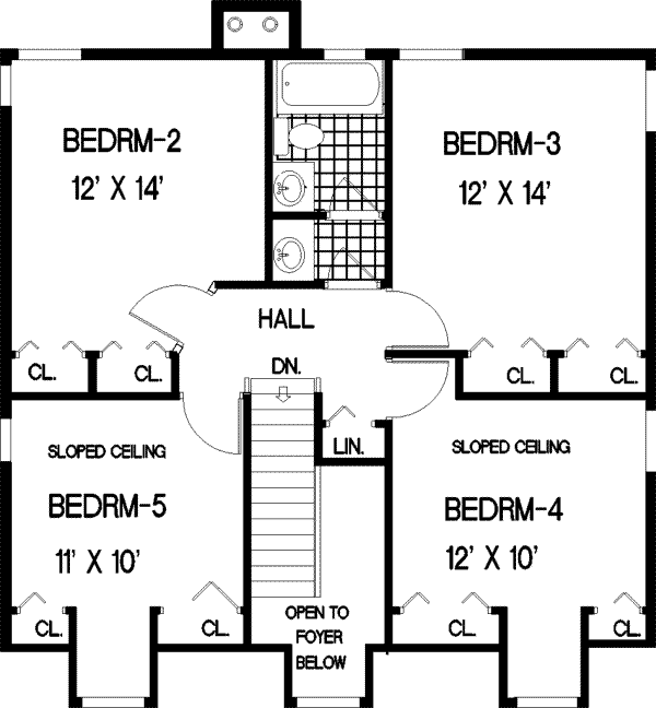 Architectural House Design - Southern Floor Plan - Upper Floor Plan #3-190