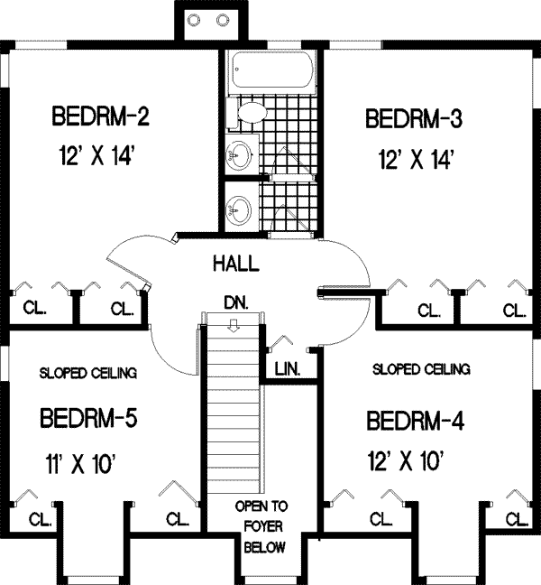 Farmhouse Floor Plan - Upper Floor Plan #3-190