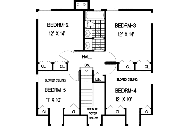 Dream House Plan - Floor Plan - Upper Floor for Farmhouse House Plan #3-190 - 5 bed, 2.5 bath