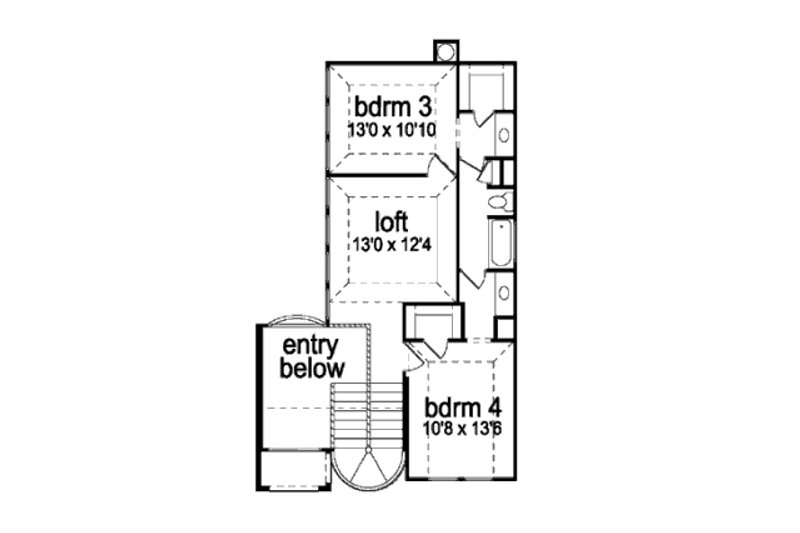 Home Plan - Floor Plan - Upper Floor for Mediterranean House Plan #84-396 - 4 bed, 3 bath