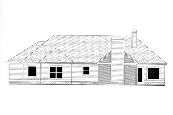 Exterior - Rear Elevation 1 for Craftsman House Plan #437-101 - 3 bed, 2 bath