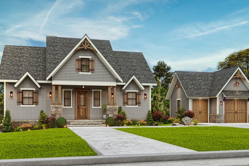 House Blueprint - Exterior - Front Elevation 3 for Cottage House Plan #54-596 - 3 bed, 2 bath
