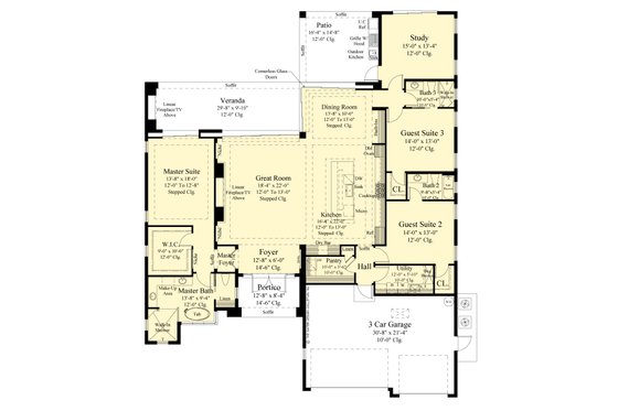 Floor Plan - Main Floor for Modern House Plan #930-551 - 3 bed, 1.5 bath