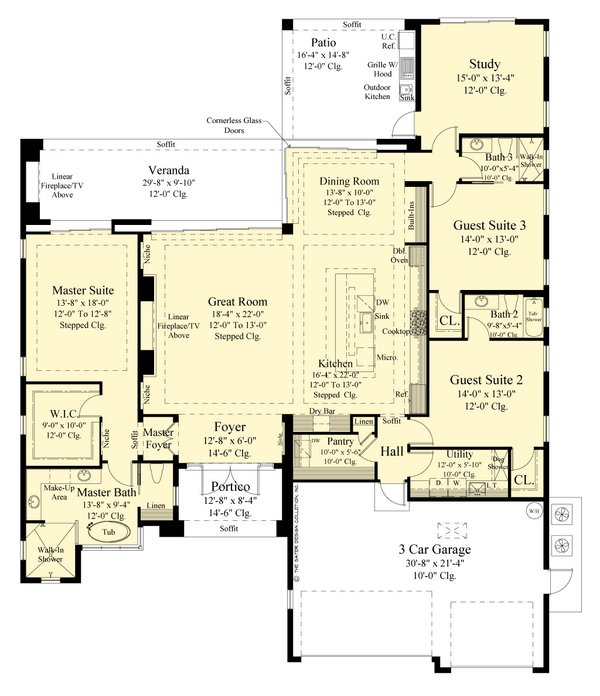 Dream House Plan - Floor Plan - Main Floor for Modern House Plan #930-551 - 3 bed, 1.5 bath