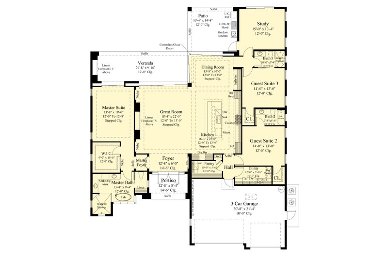Dream House Plan - Floor Plan - Main Floor for Modern House Plan #930-551 - 3 bed, 1.5 bath