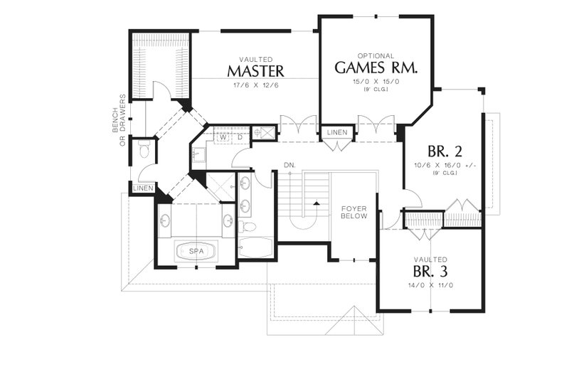 Architectural House Design - Floor Plan - Upper Floor for Country House Plan #48-635 - 3 bed, 2.5 bath