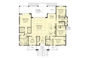 Floor Plan - Main Floor for Beach House Plan #930-530 - 4 bed, 3 bath