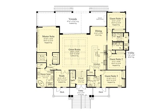 Floor Plan - Main Floor for Beach House Plan #930-530 - 4 bed, 3 bath