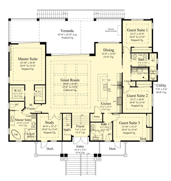 Architectural House Design - Beach Floor Plan - Main Floor Plan #930-530