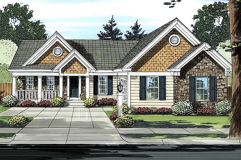 Traditional Style House Plan - 3 Beds 2 Baths 1481 Sq/Ft Plan #46-448