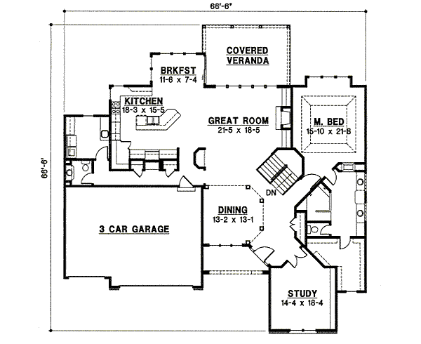Traditional Floor Plan - Main Floor Plan #67-838