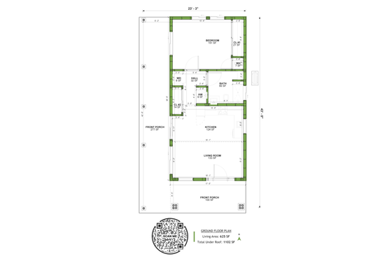 Floor Plan - Main Floor for Craftsman House Plan #1106-26 - 1 bed, 1 bath