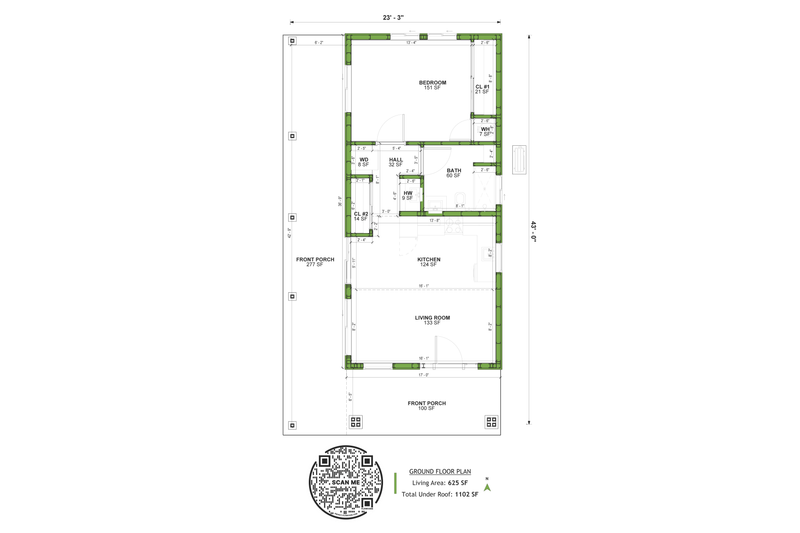 Home Plan - Floor Plan - Main Floor for Craftsman House Plan #1106-26 - 1 bed, 1 bath