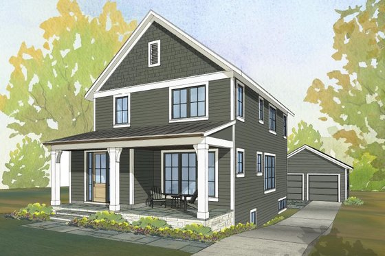 Exterior - Front Elevation 3 for Farmhouse House Plan #901-154 - 5 bed, 3.5 bath