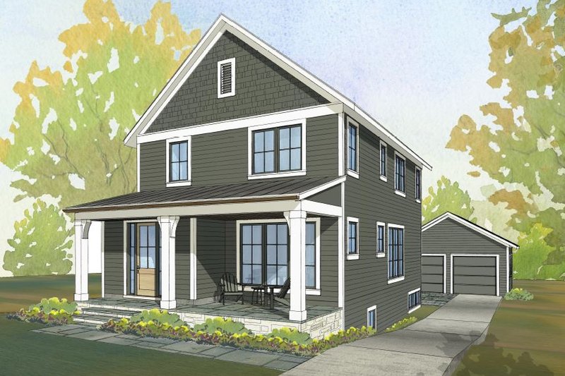 House Blueprint - Exterior - Front Elevation 3 for Farmhouse House Plan #901-154 - 5 bed, 3.5 bath
