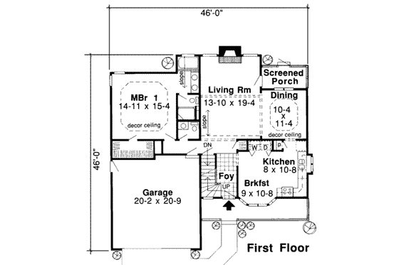 Floor Plan - Main Floor for Traditional House Plan #312-316 - 3 bed, 2.5 bath