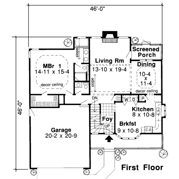 Floor Plan - Main Floor for Traditional House Plan #312-316 - 3 bed, 2.5 bath