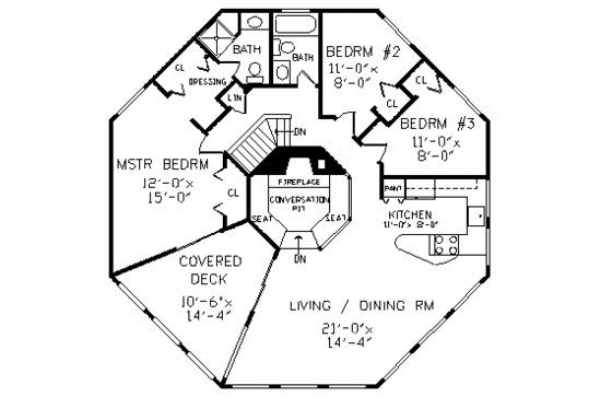 Floor Plan - Main Floor for Colonial House Plan #456-34 - 4 bed, 3 bath