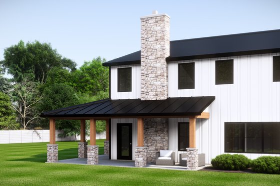 Exterior - Covered Porch 1 for Barndominium House Plan #1064-292 - 3 bed, 2.5 bath