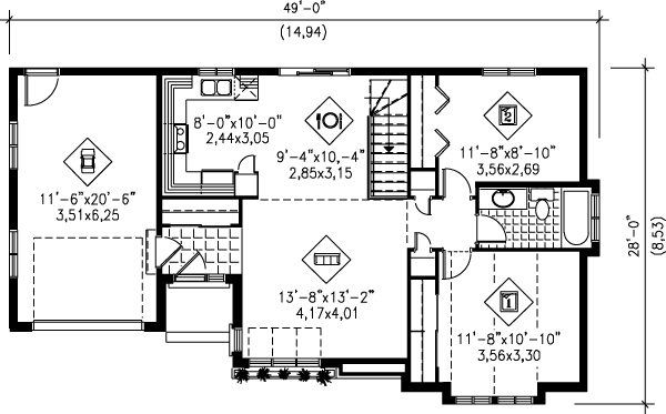 Contemporary Floor Plan - Main Floor Plan #25-1094