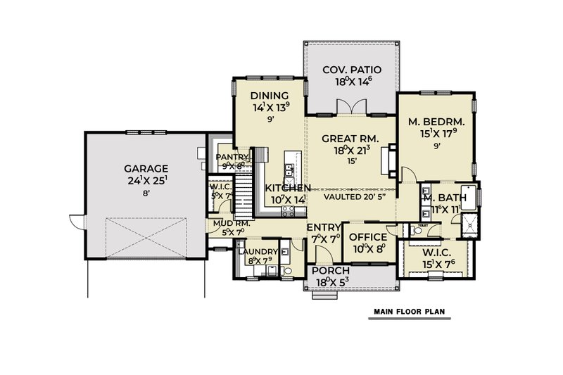 House Blueprint - Floor Plan - Main Floor for Farmhouse House Plan #1070-251 - 3 bed, 2.5 bath