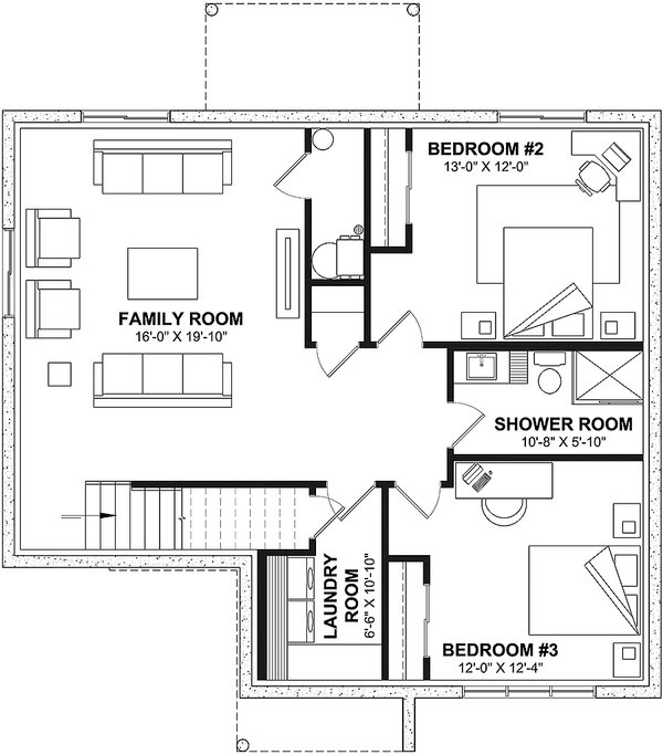 Contemporary Floor Plan - Lower Floor Plan #23-2808