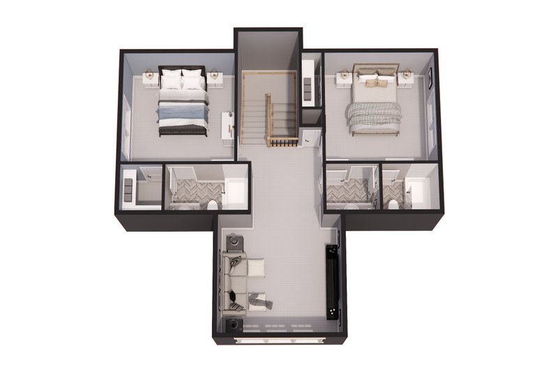 House Design - Floor Plan - Upper Floor 1 for Traditional House Plan #51-1257 - 3 bed, 3.5 bath