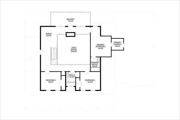 Dream House Plan - Floor Plan - Upper Floor for Farmhouse House Plan #1127-21 - 4 bed, 3.5 bath
