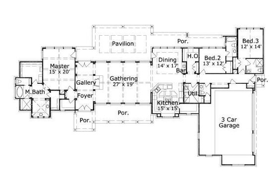 Floor Plan - Main Floor for Ranch House Plan #411-592 - 3 bed, 3.5 bath