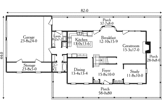 Floor Plan - Main Floor for Country House Plan #406-167 - 3 bed, 3 bath