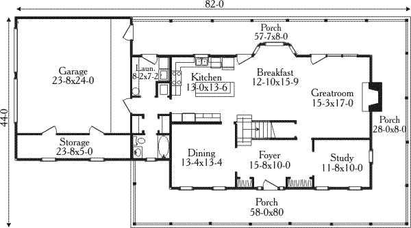 Dream House Plan - Country Floor Plan - Main Floor Plan #406-167