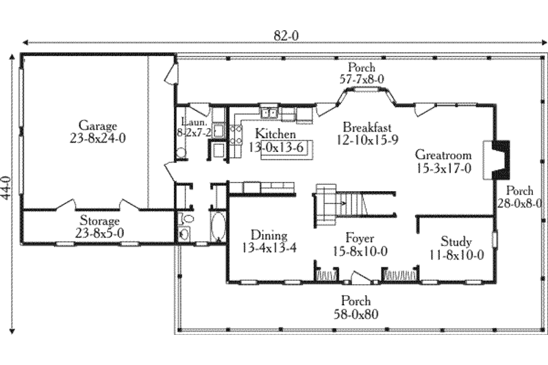 Dream House Plan - Floor Plan - Main Floor for Country House Plan #406-167 - 3 bed, 3 bath