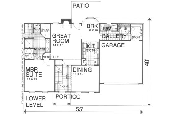 Floor Plan - Main Floor for Traditional House Plan #30-208 - 3 bed, 2 bath