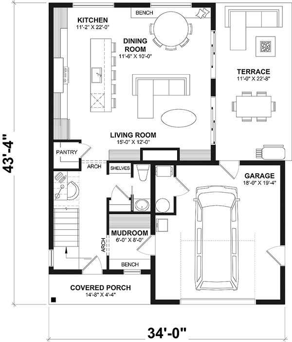 Country Floor Plan - Main Floor Plan #23-2832