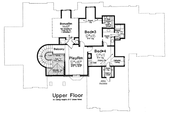 Floor Plan - Upper Floor for European House Plan #310-227 - 4 bed, 3.5 bath