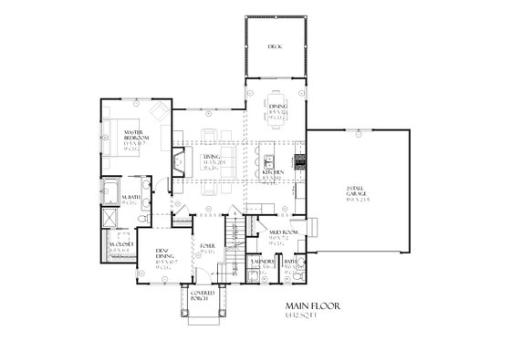 Floor Plan - Main Floor for Traditional House Plan #901-69 - 3 bed, 2.5 bath