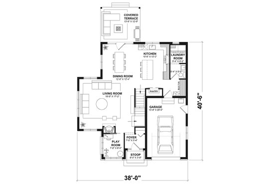 Floor Plan - Main Floor for Traditional House Plan #23-231 - 3 bed, 2.5 bath