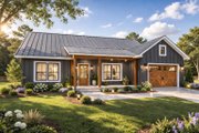 Farmhouse Style House Plan - 3 Beds 2 Baths 1338 Sq/Ft Plan #44-309 Exterior 