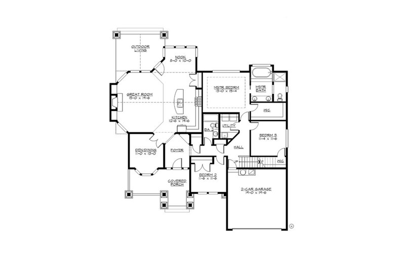 Dream House Plan - Floor Plan - Main Floor for Craftsman House Plan #132-202 - 4 bed, 3 bath