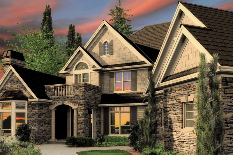 House Plan Design - Front view - 6000 square foot European home