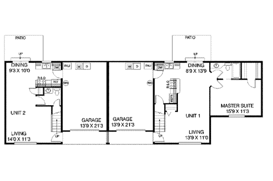 Floor Plan - Main Floor for Traditional House Plan #60-472 - 2 bed, 2 bath
