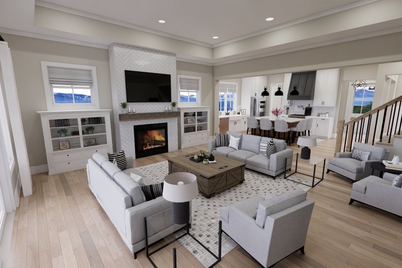 House Blueprint - Interior - Family Room 1 for Farmhouse House Plan #51-1283 - 3 bed, 3.5 bath