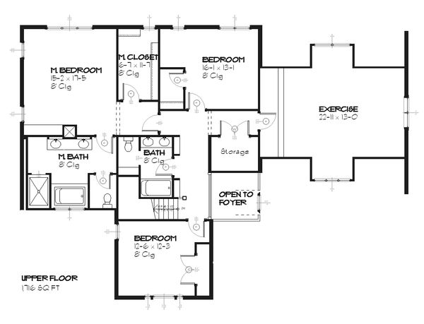 Traditional Floor Plan - Upper Floor Plan #901-14